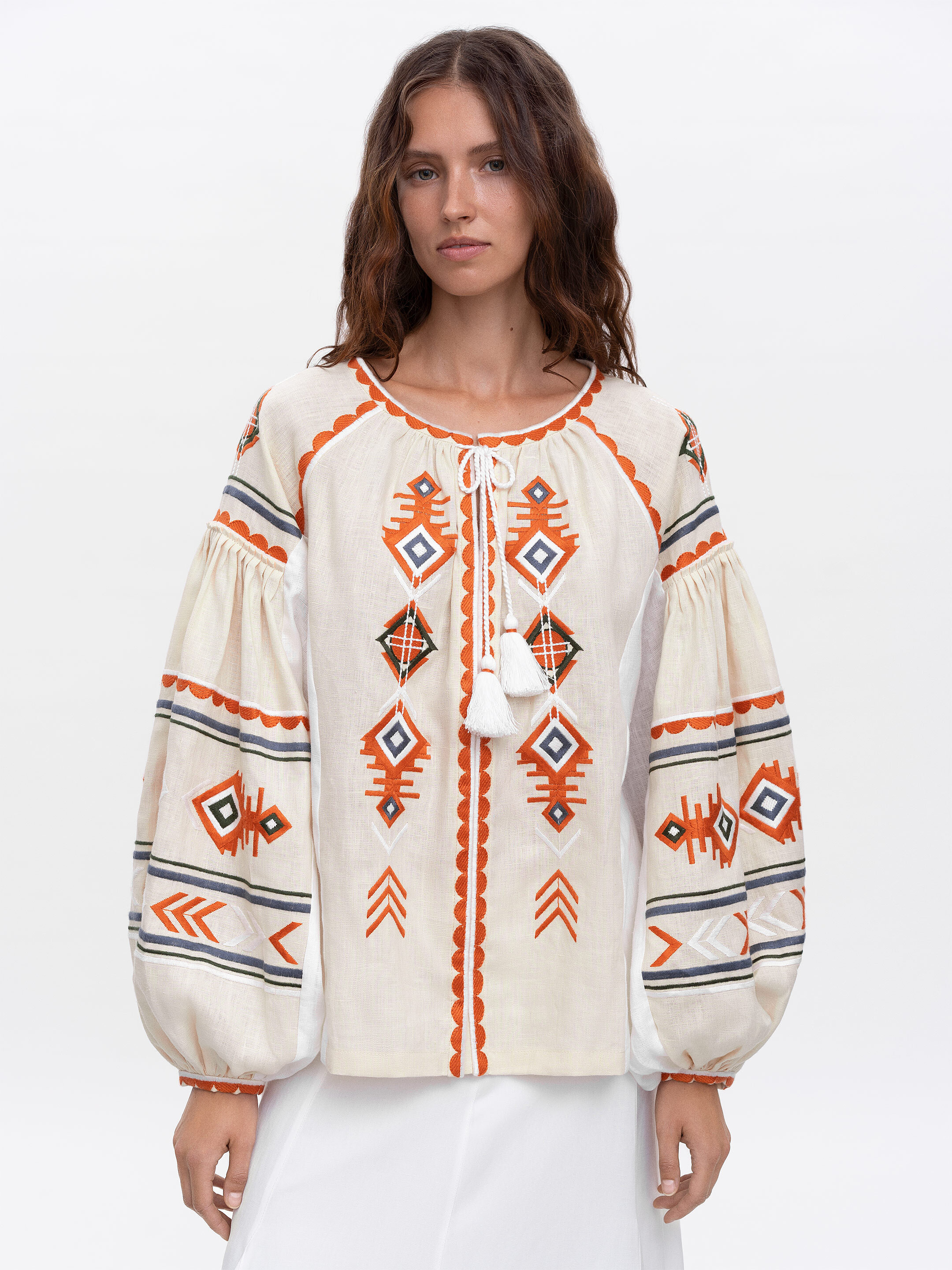 Linen embroidered shirt in boho style Pole Buy
