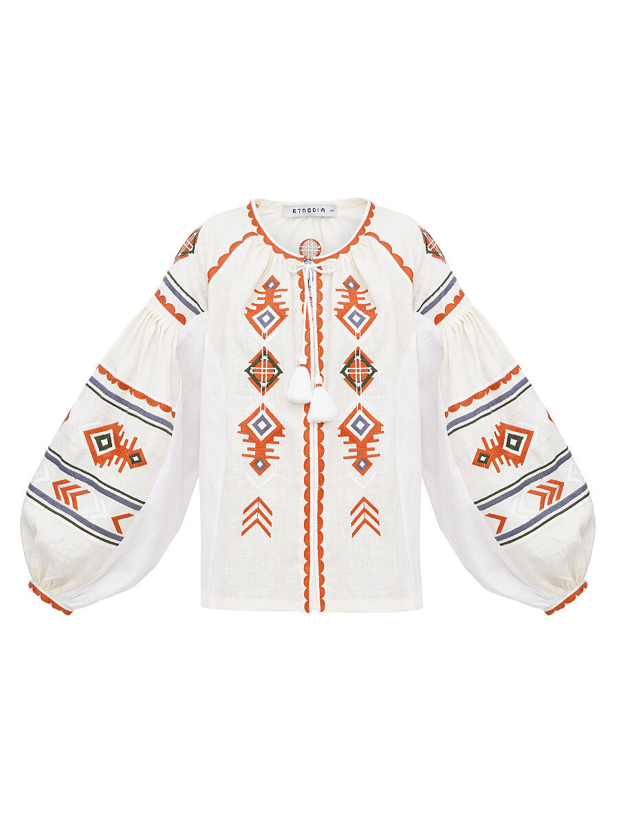 Linen embroidered shirt in boho style Pole [0]