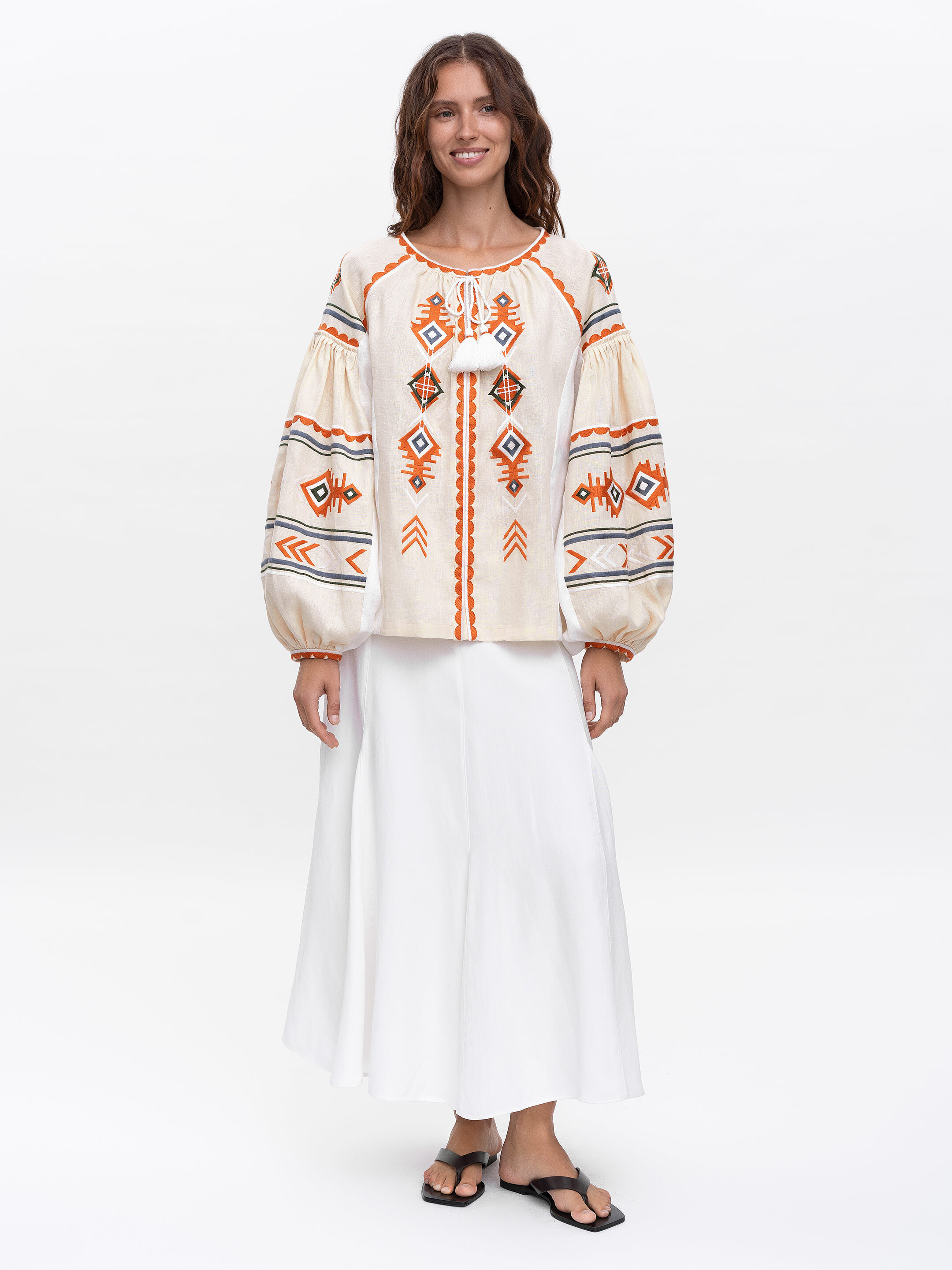 Linen embroidered shirt in boho style Pole ціна