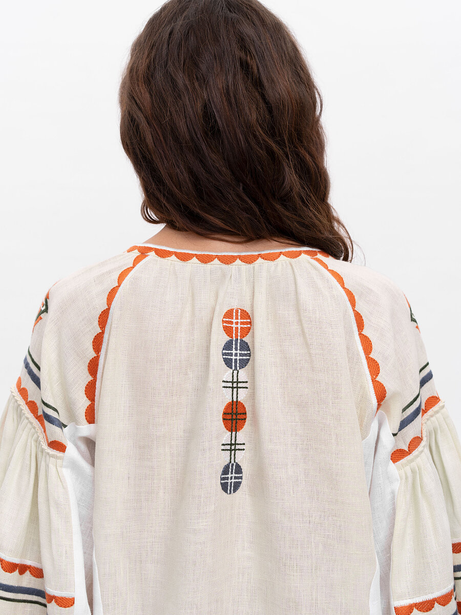 Linen embroidered shirt in boho style Pole [0]
