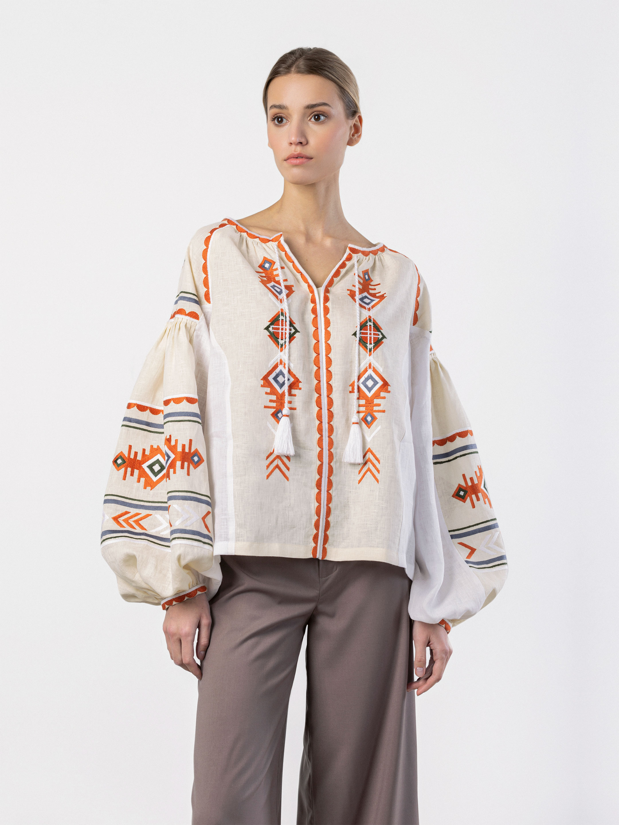 Linen embroidered shirt in boho style Pole - photo 1