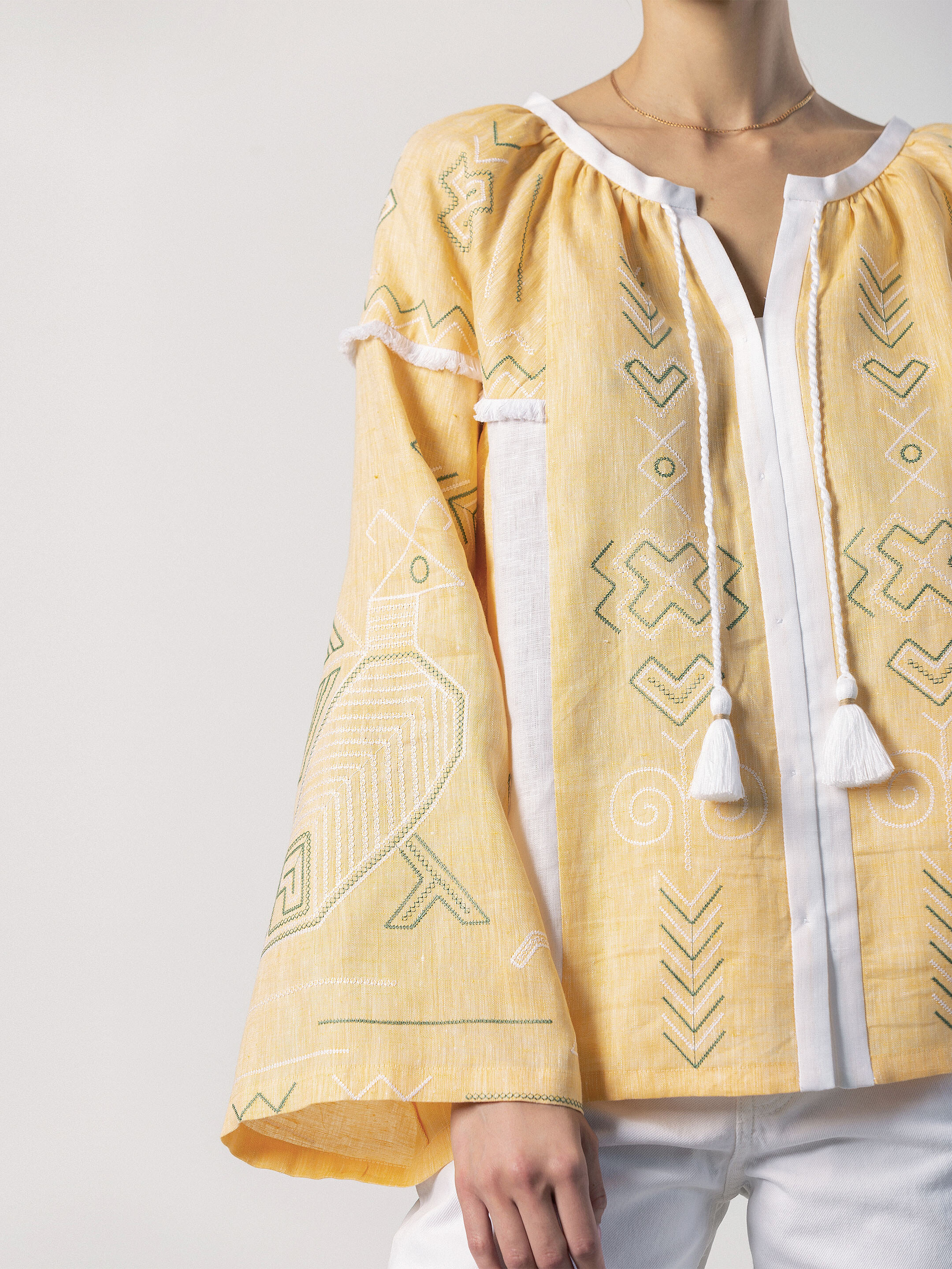 Linen embroidered free cut shirt Zozu ціна