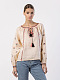 Embroidered shirt in beige linen with geometric embroidery Cream Soda