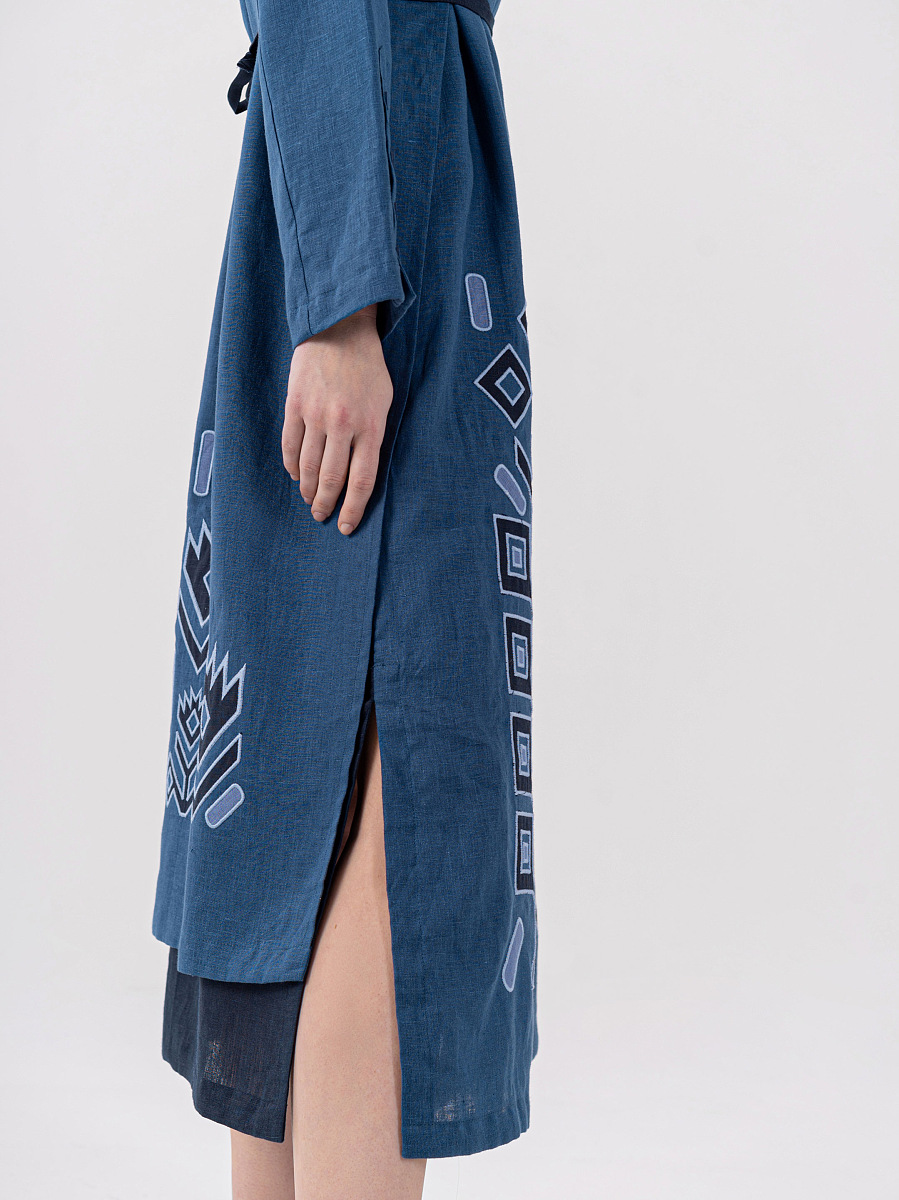 Linen embroidered wrap dress Karpaty [0]