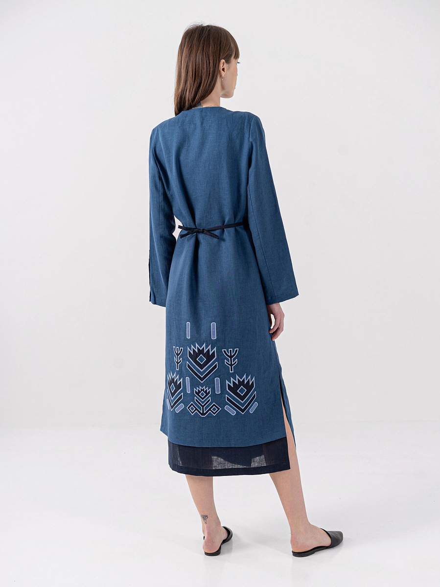 Linen embroidered wrap dress Karpaty [0]