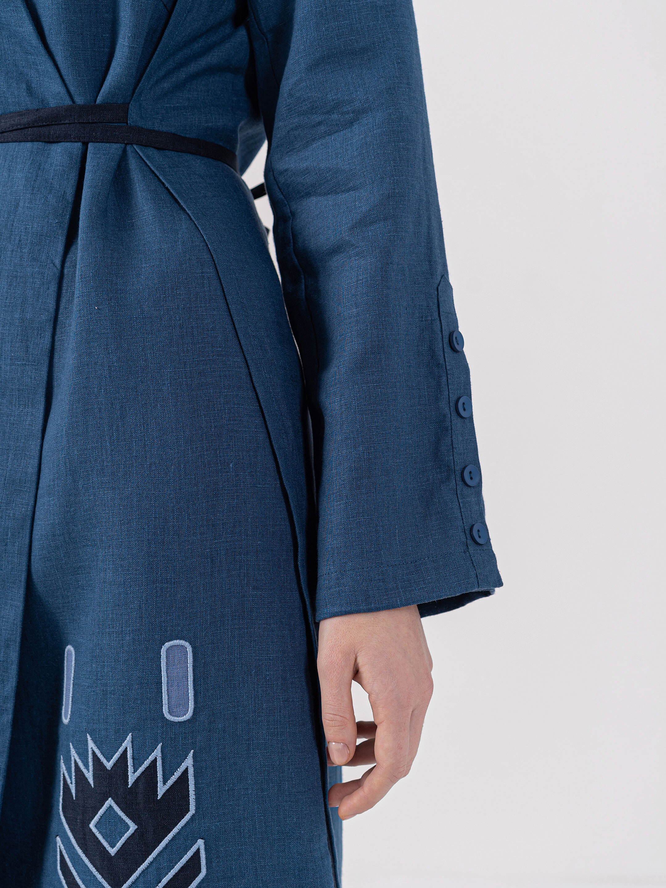 Linen embroidered wrap dress Karpaty photo