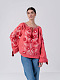 Linen embroidered shirt with floral ornament Pink Harmony