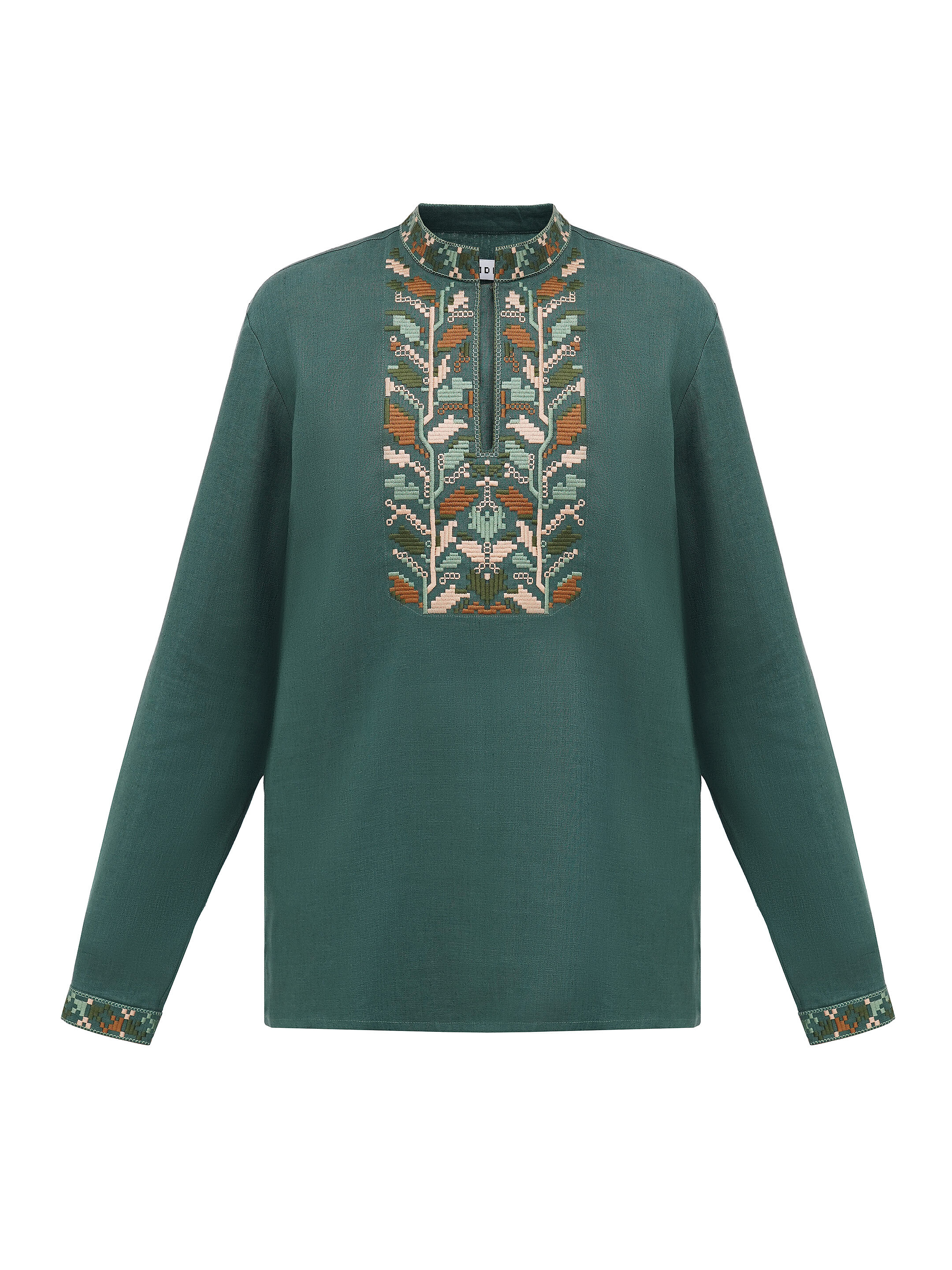 Men's embroidered shirt with pixel ornament of oak leaves Velych sizes