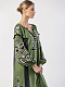 Green dress with black applique and embroidery VILHA