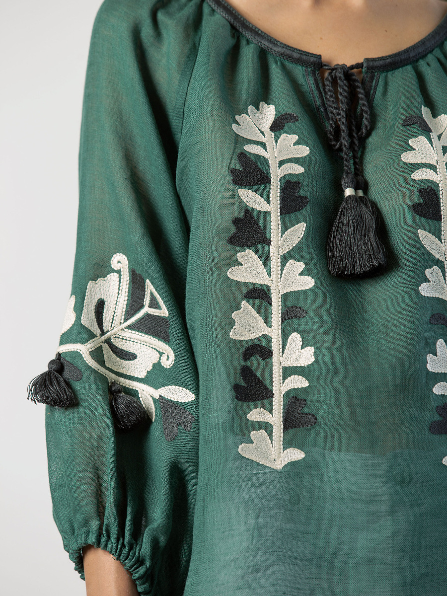 Linen embroidered blouse Green Daisy [0]