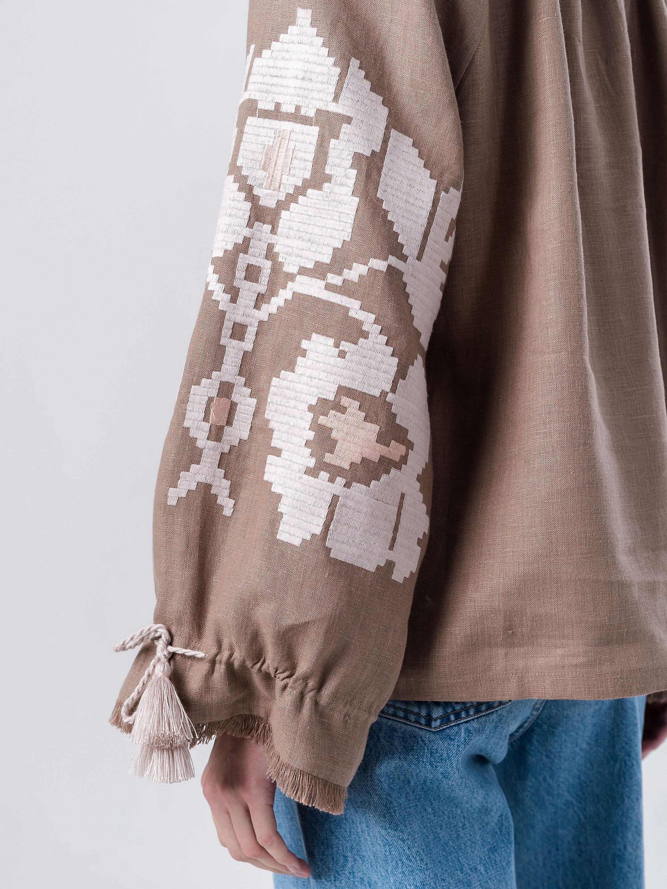 Linen embroidered shirt with free cut KRYM photo