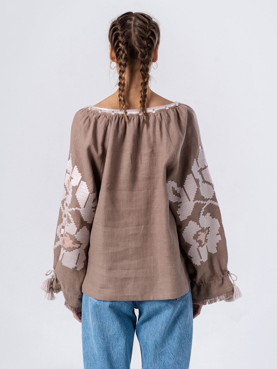 Linen embroidered shirt with free cut KRYM [0]