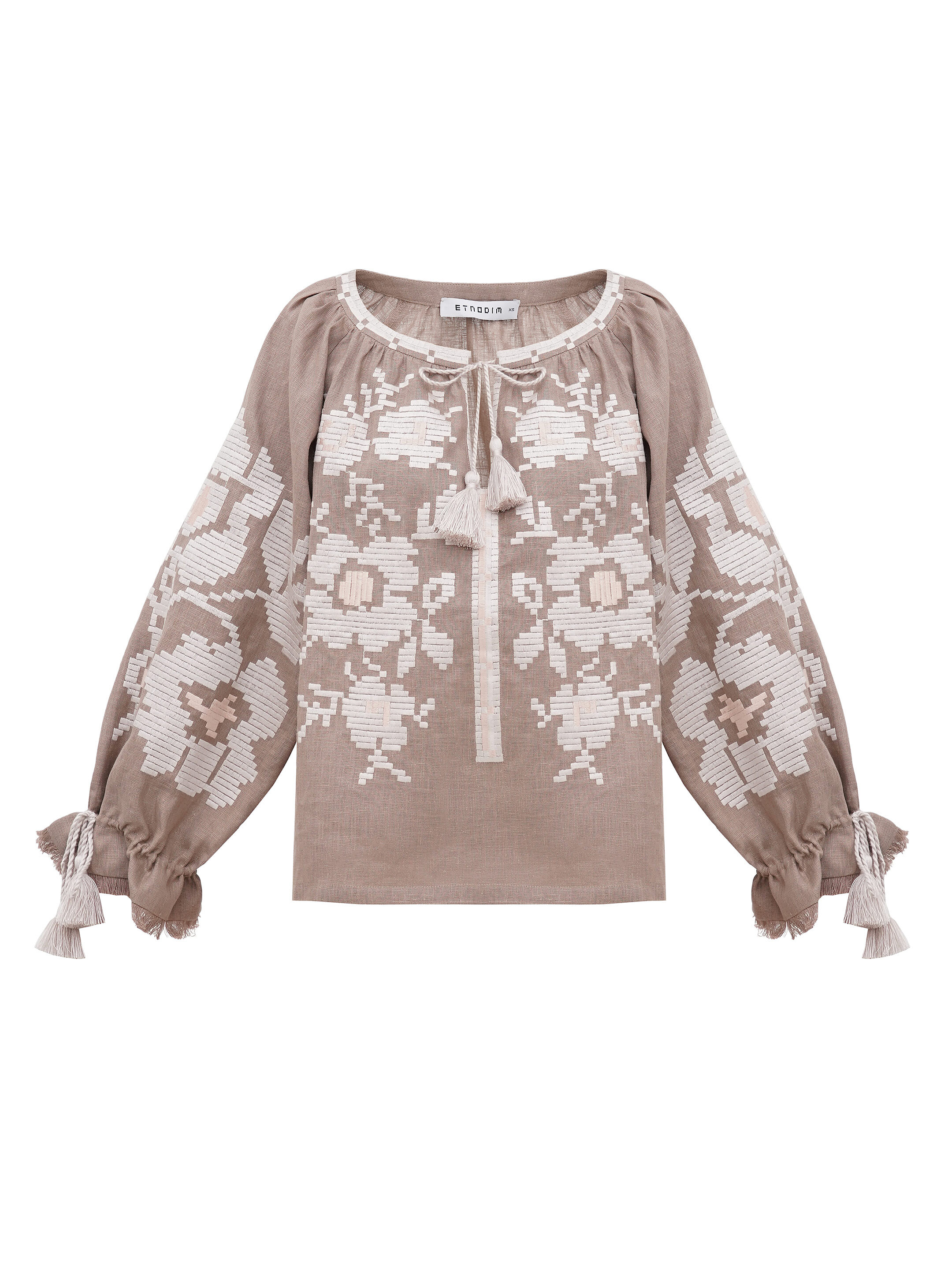 Linen embroidered shirt with free cut KRYM buy