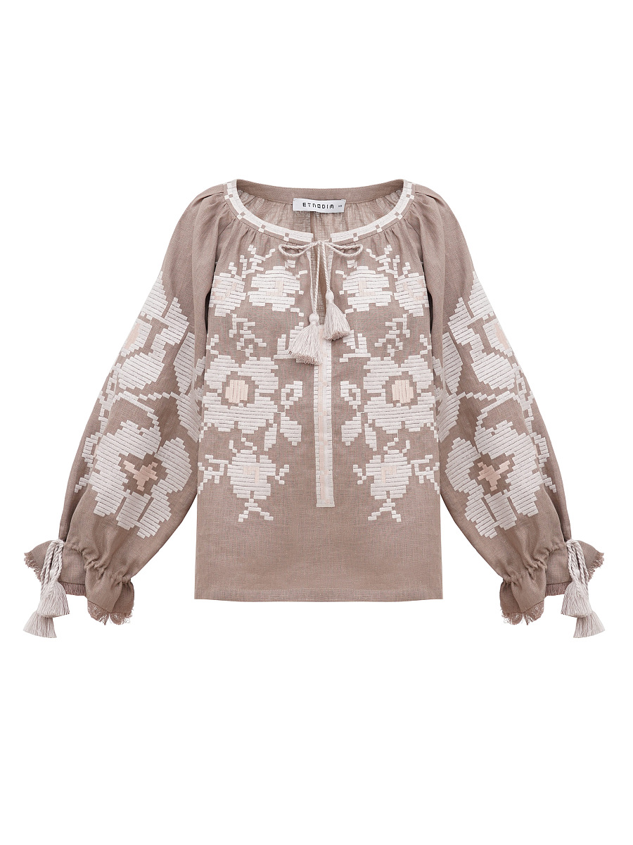 Linen embroidered shirt with free cut KRYM [0]