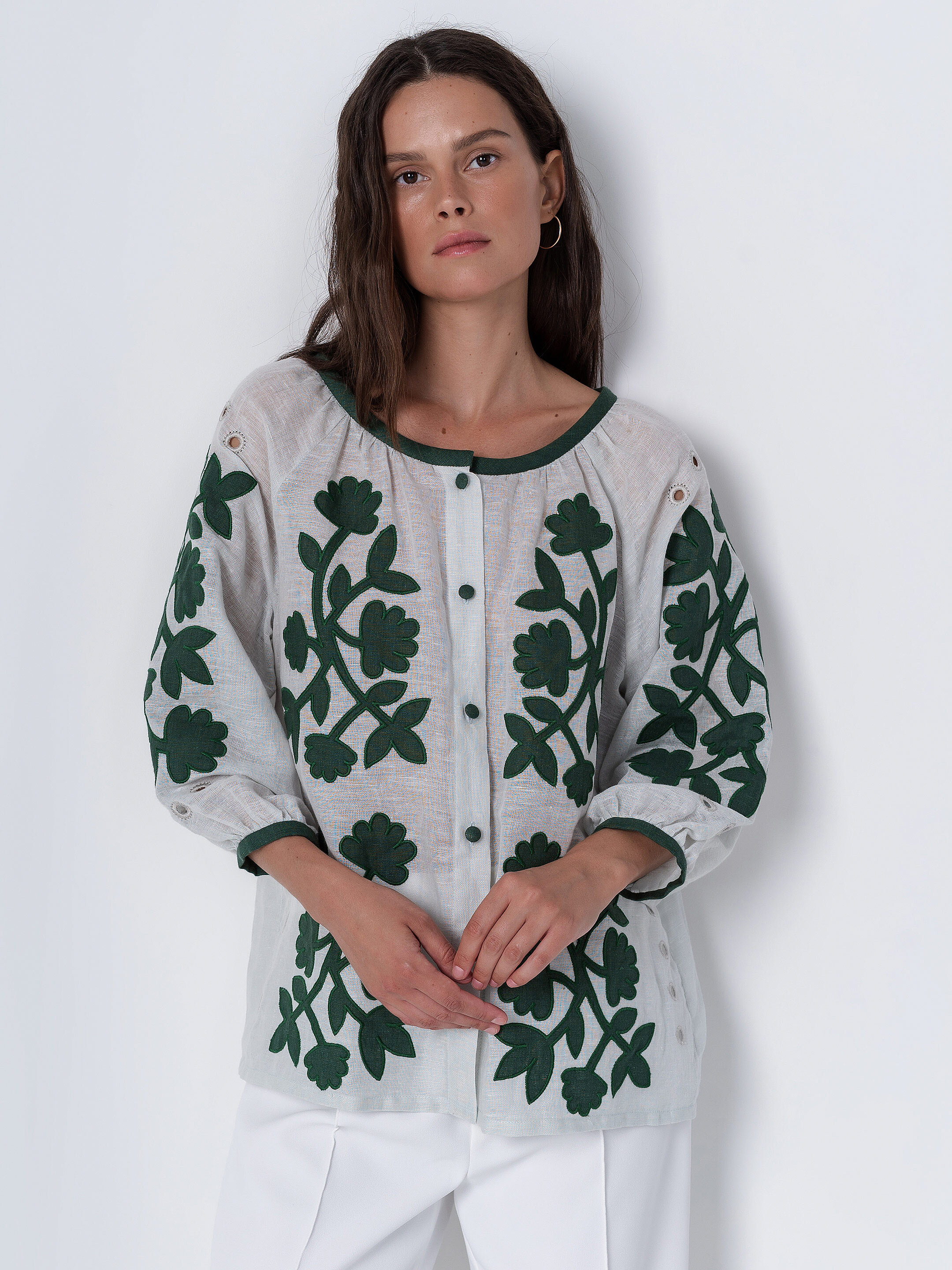 Linen blouse with applique Zagadka Buy