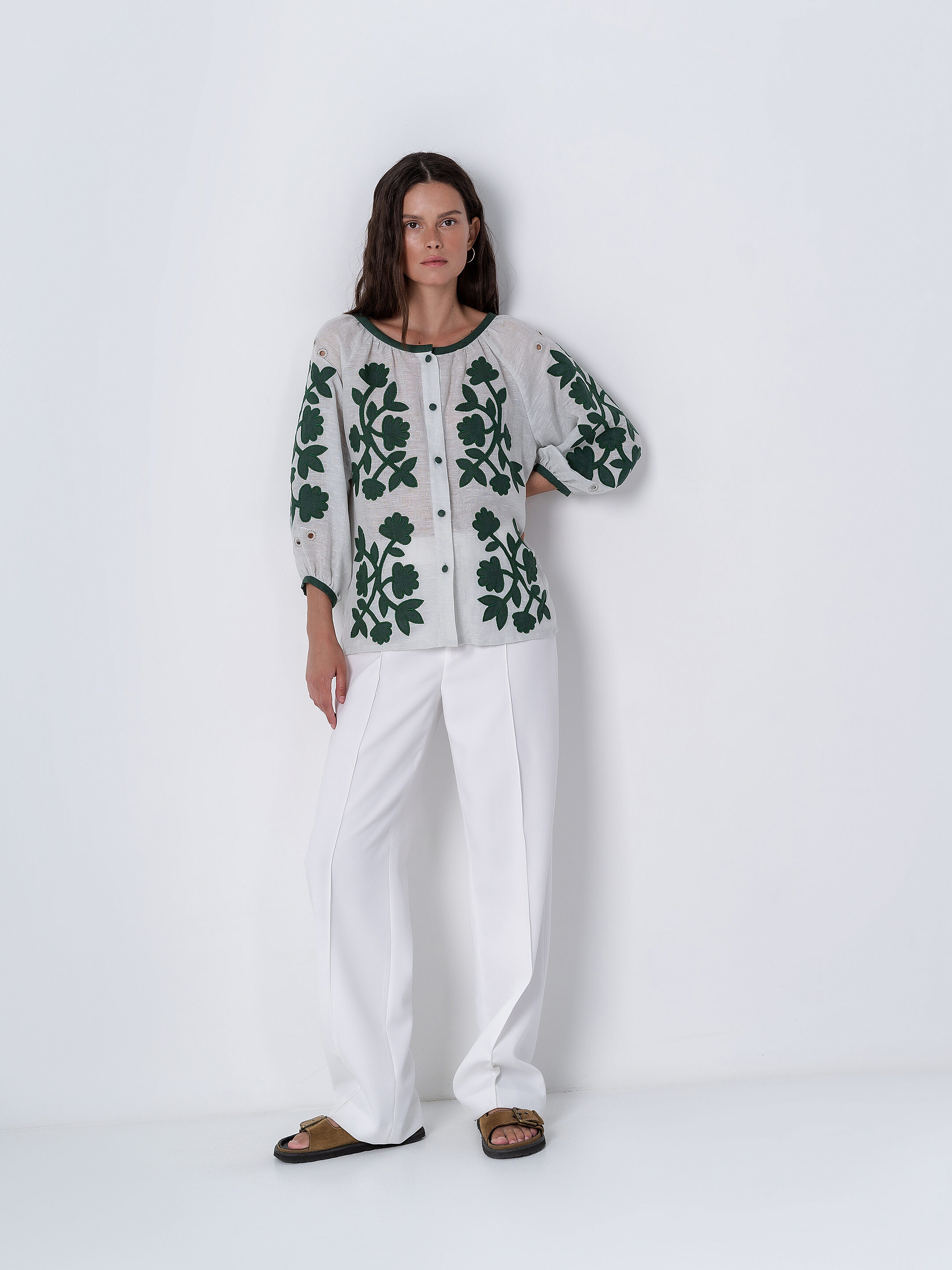 Linen blouse with applique Zagadka in Ukraine