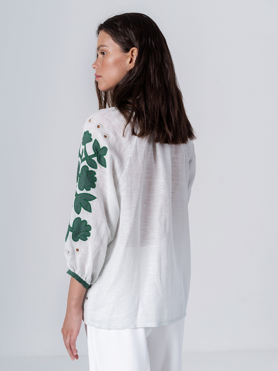Linen blouse with applique Zagadka [0]