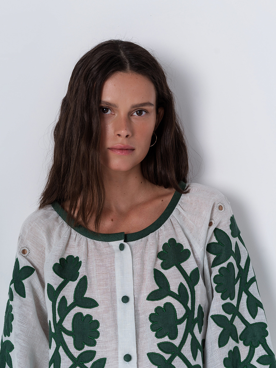 Linen blouse with applique Zagadka [0]