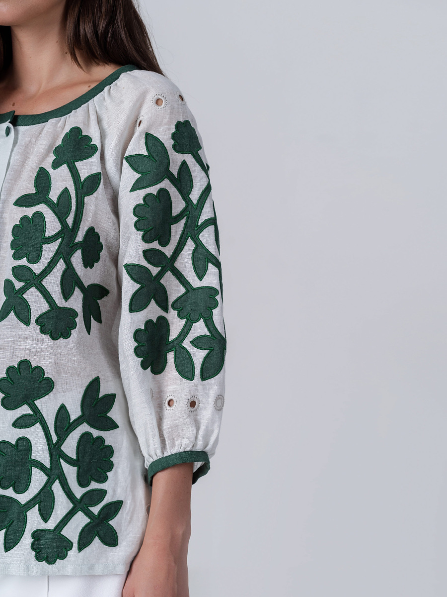 Linen blouse with applique Zagadka [0]