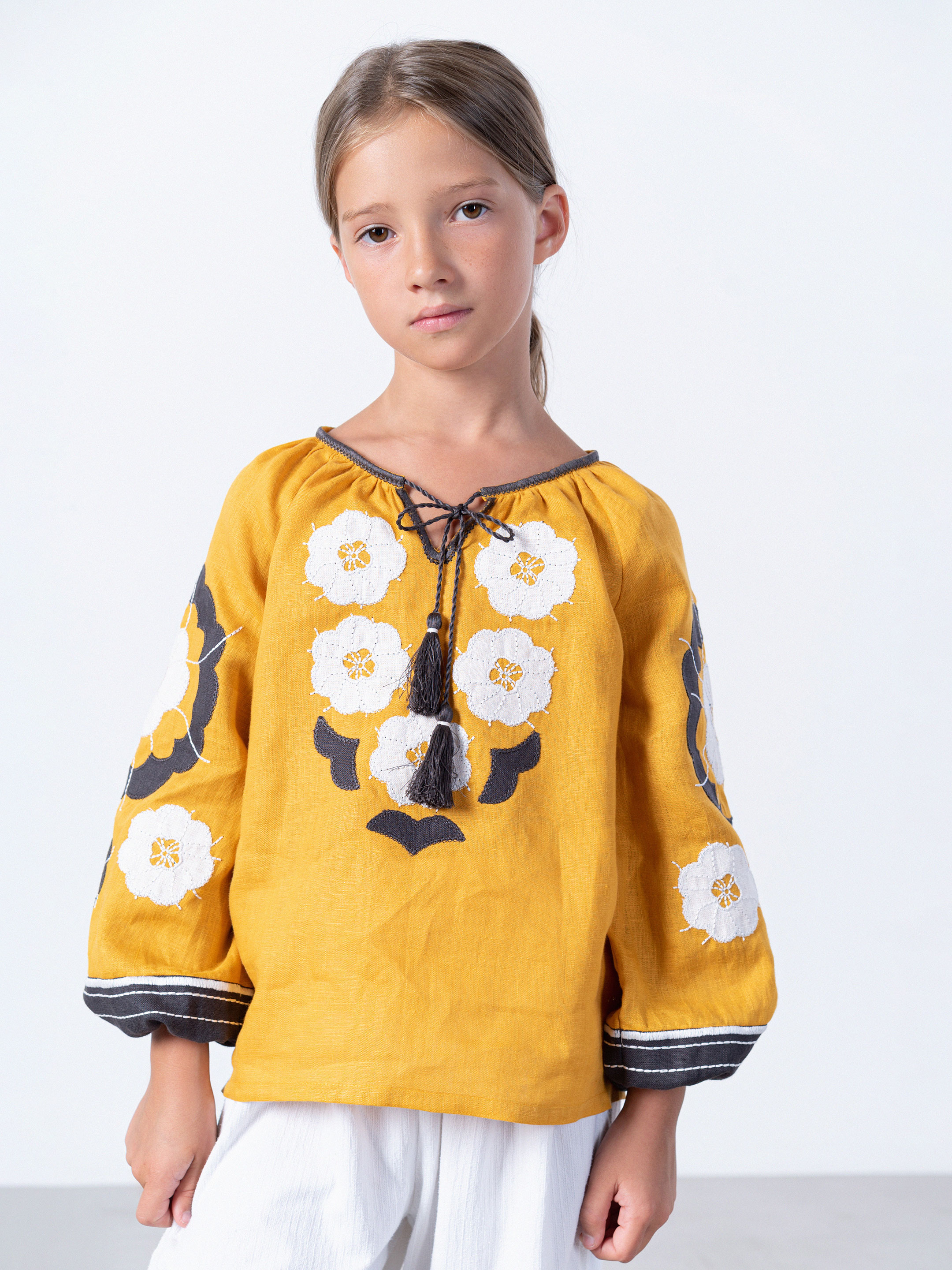 Yellow embroidered shirt for girls Sunny Kids - photo 1
