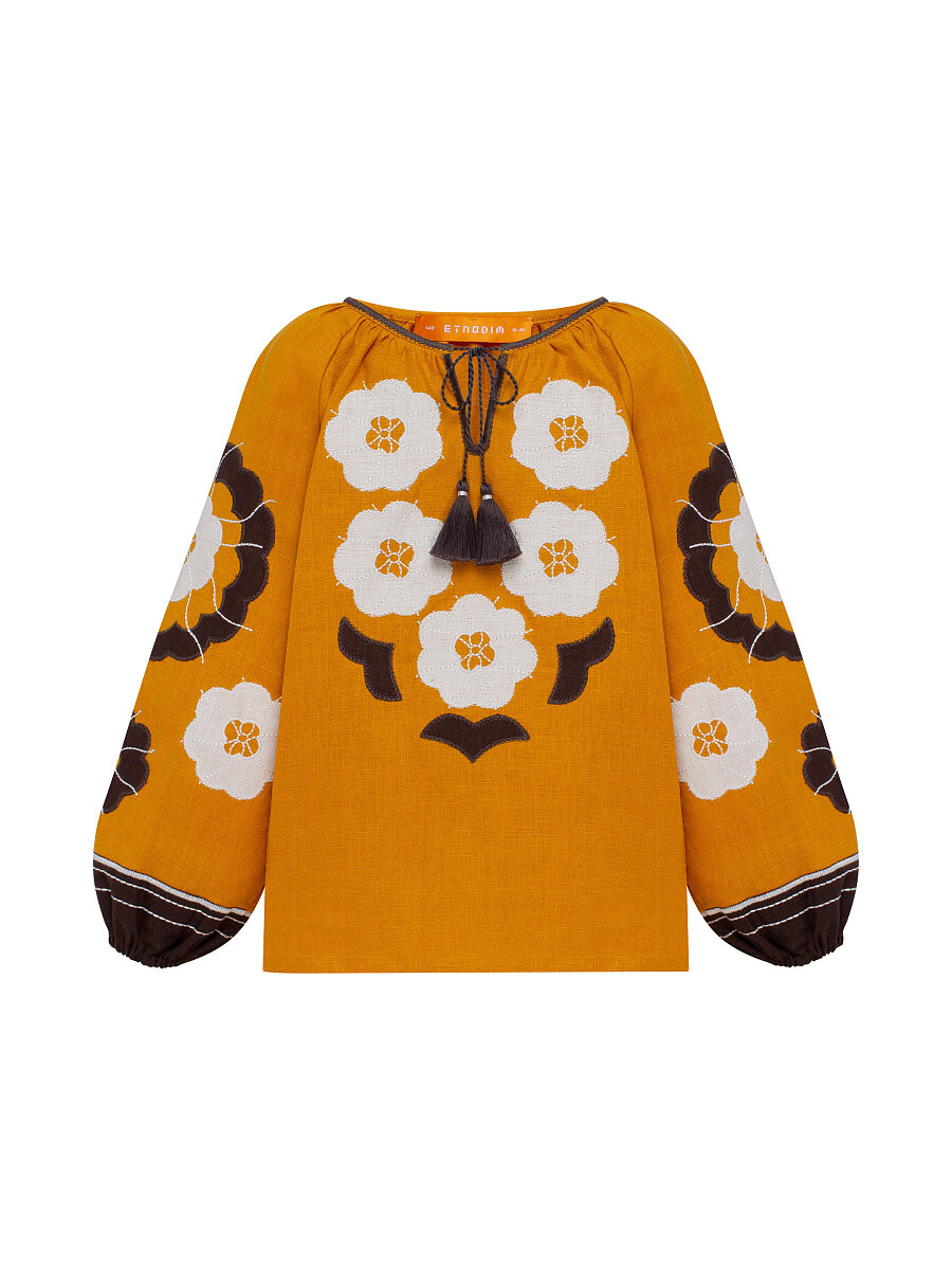 Yellow embroidered shirt for girls Sunny Kids [0]