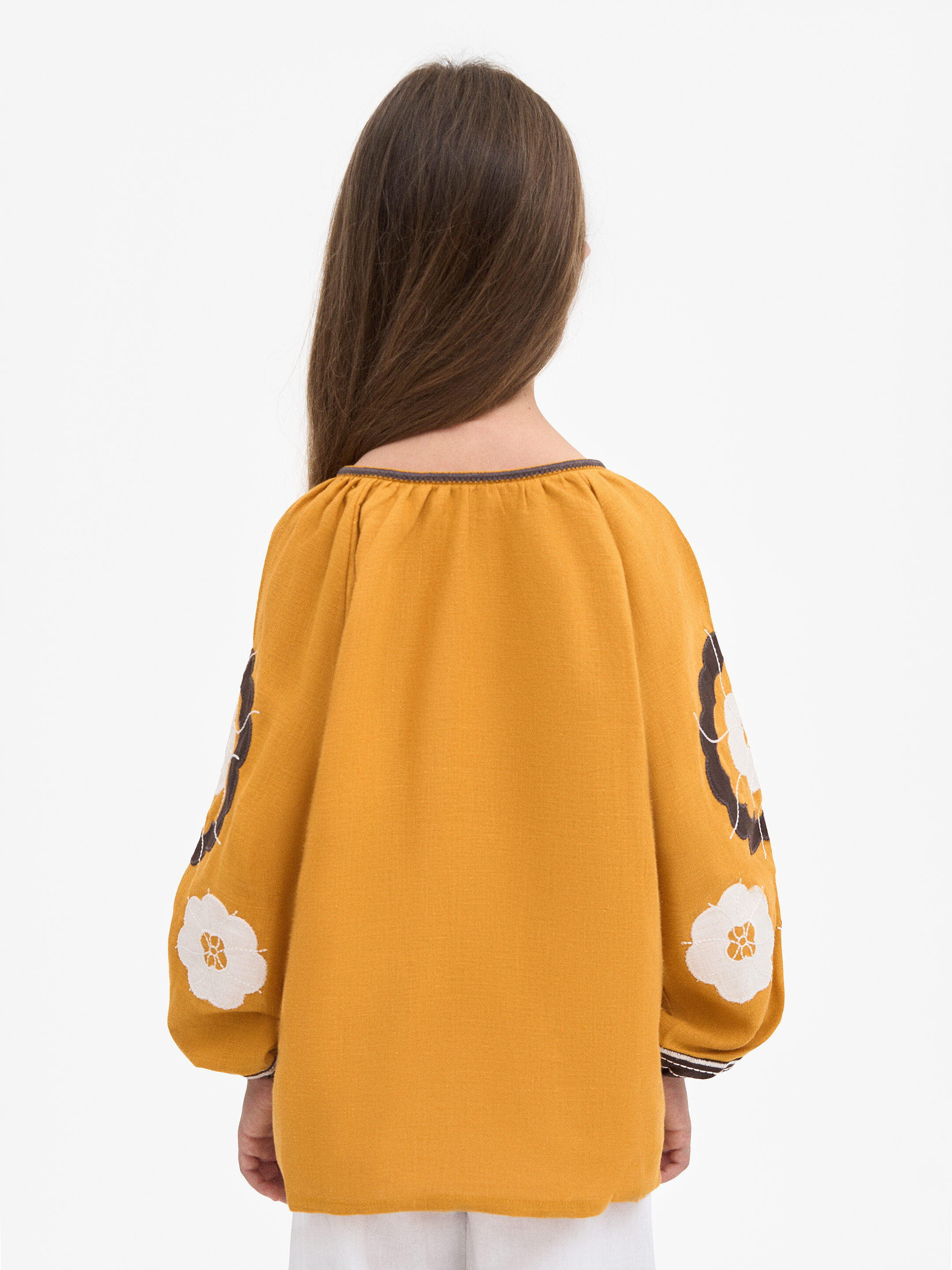 Yellow embroidered shirt for girls Sunny Kids ціна