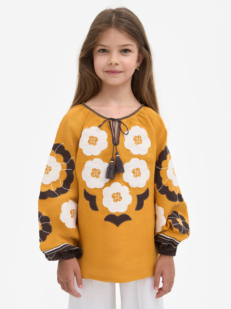 Yellow embroidered shirt for girls Sunny Kids [0]