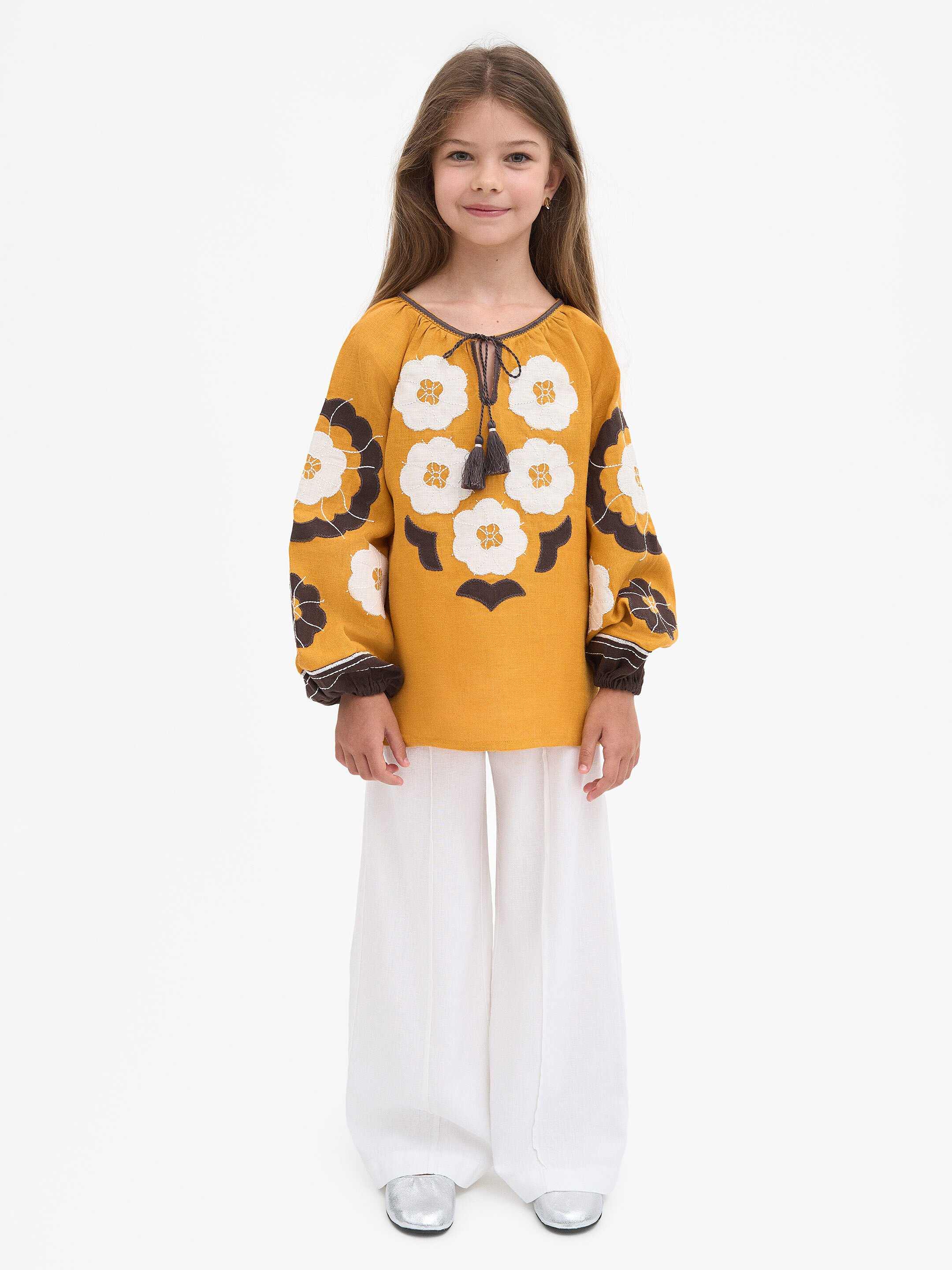 Yellow embroidered shirt for girls Sunny Kids cheap