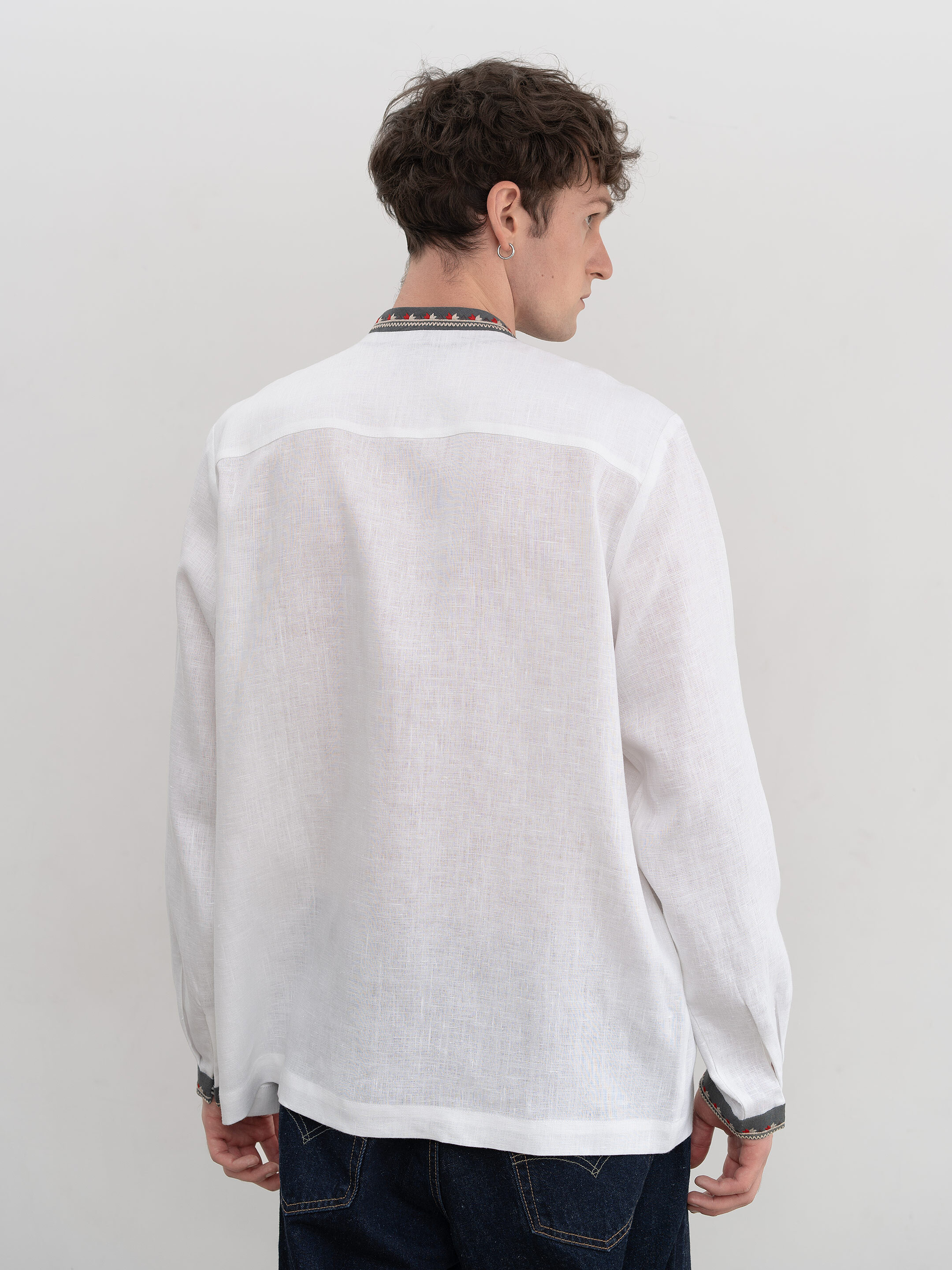 White shirt with geometric ornament and buttons KOLOS in Ukraine