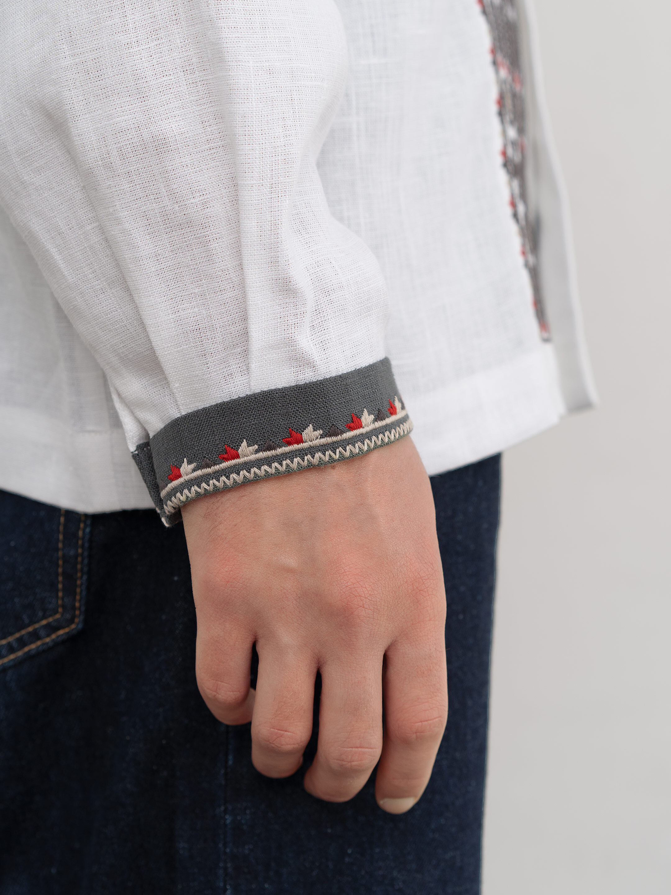 White shirt with geometric ornament and buttons KOLOS photo