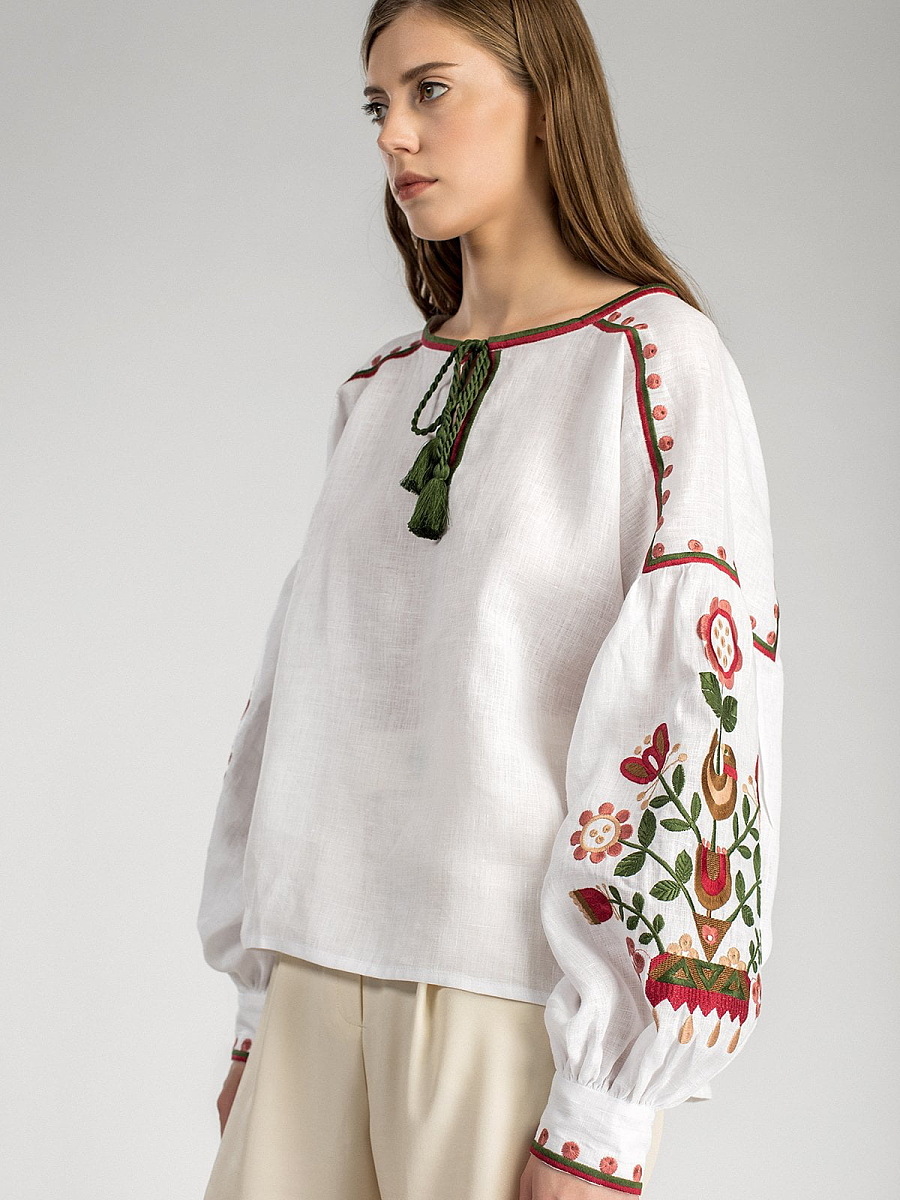 White embroidered women`s shirt East Bird [0]