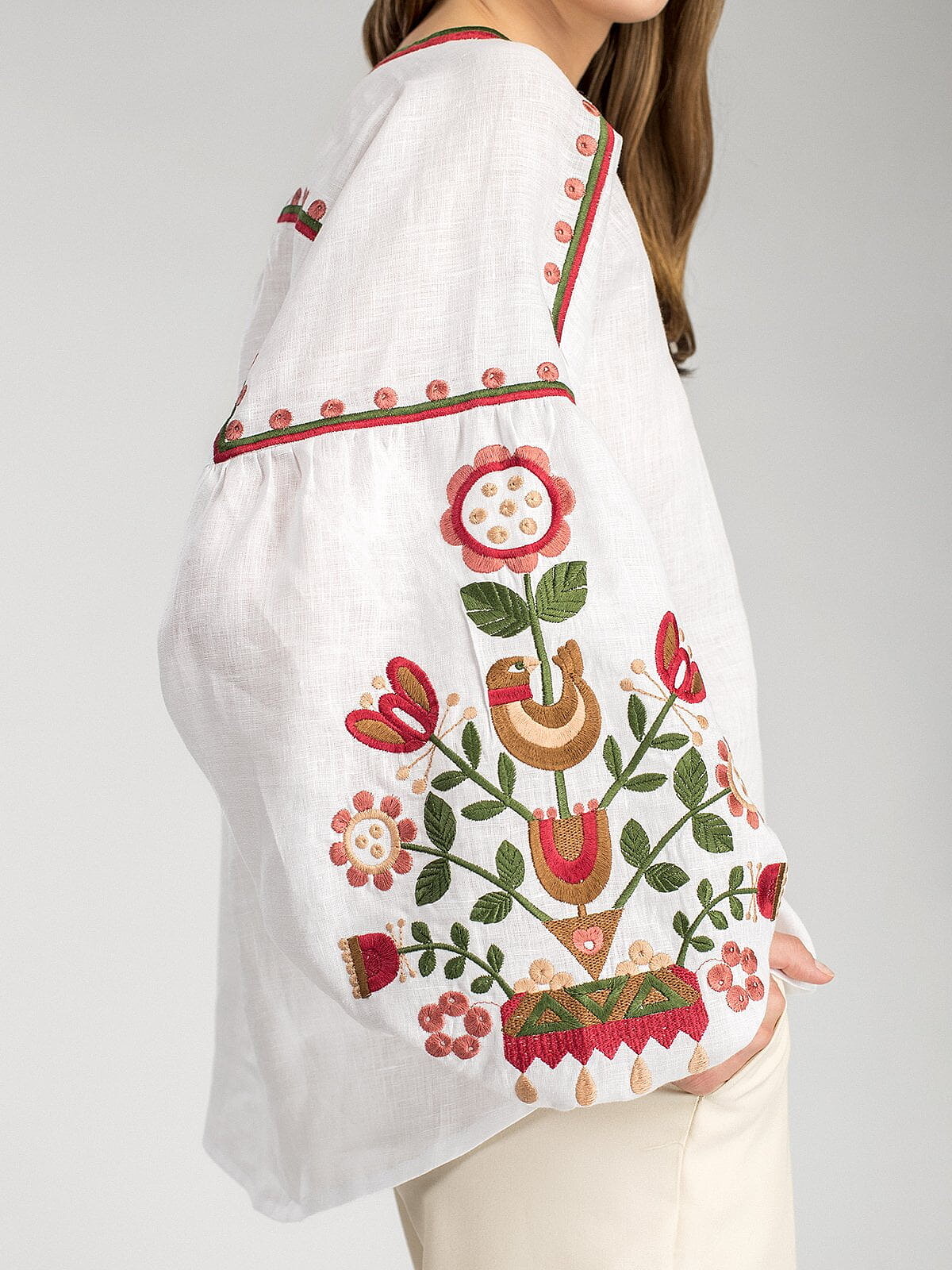 White embroidered women`s shirt East Bird choose