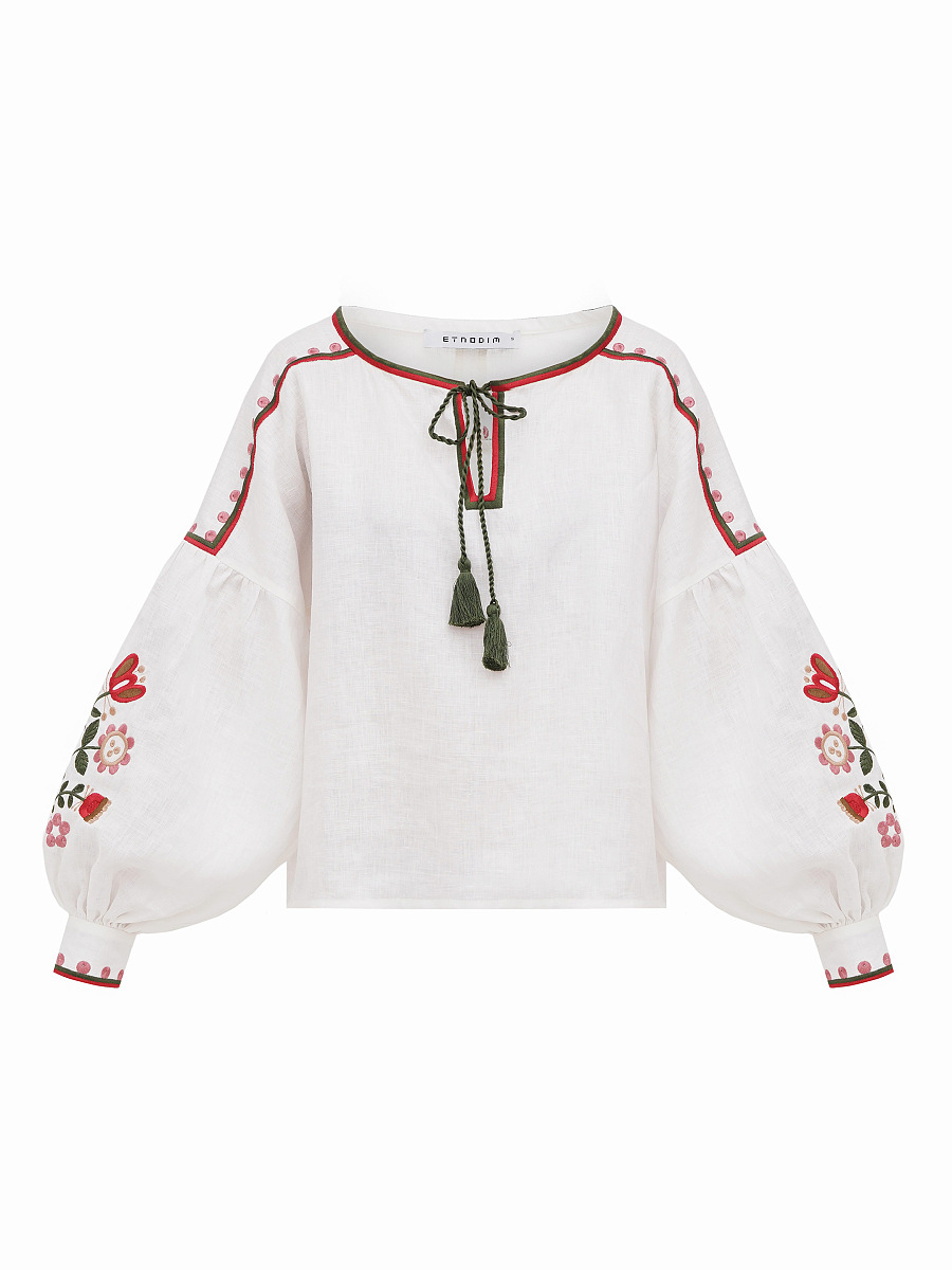 White embroidered women`s shirt East Bird [0]
