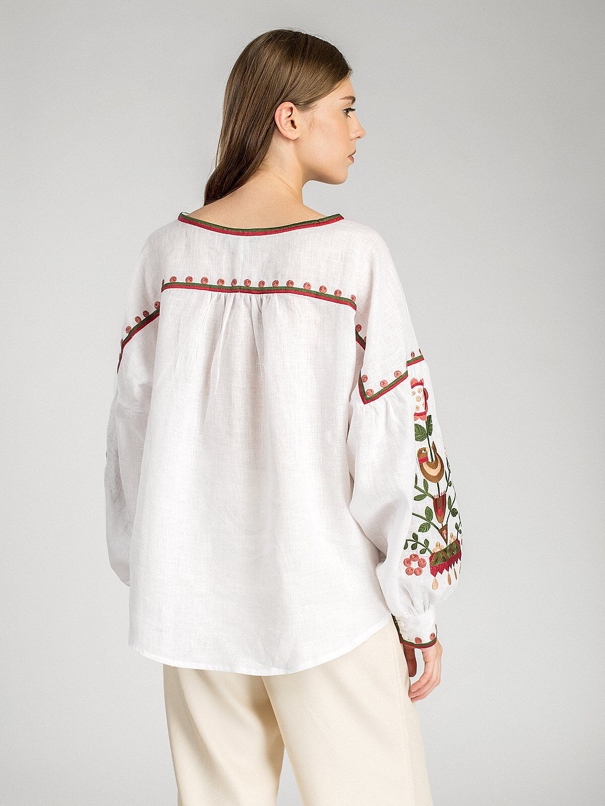 White embroidered women`s shirt East Bird ціна
