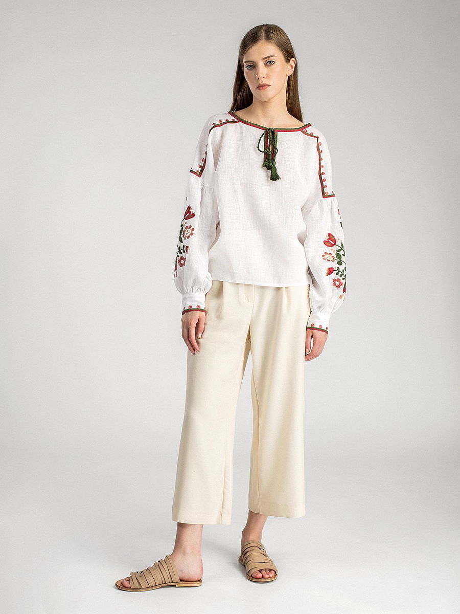 White embroidered women`s shirt East Bird [0]