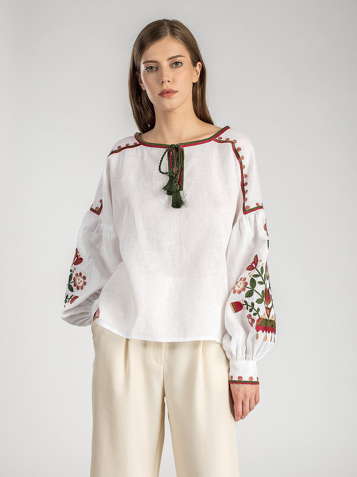 White embroidered women`s shirt East Bird cheap