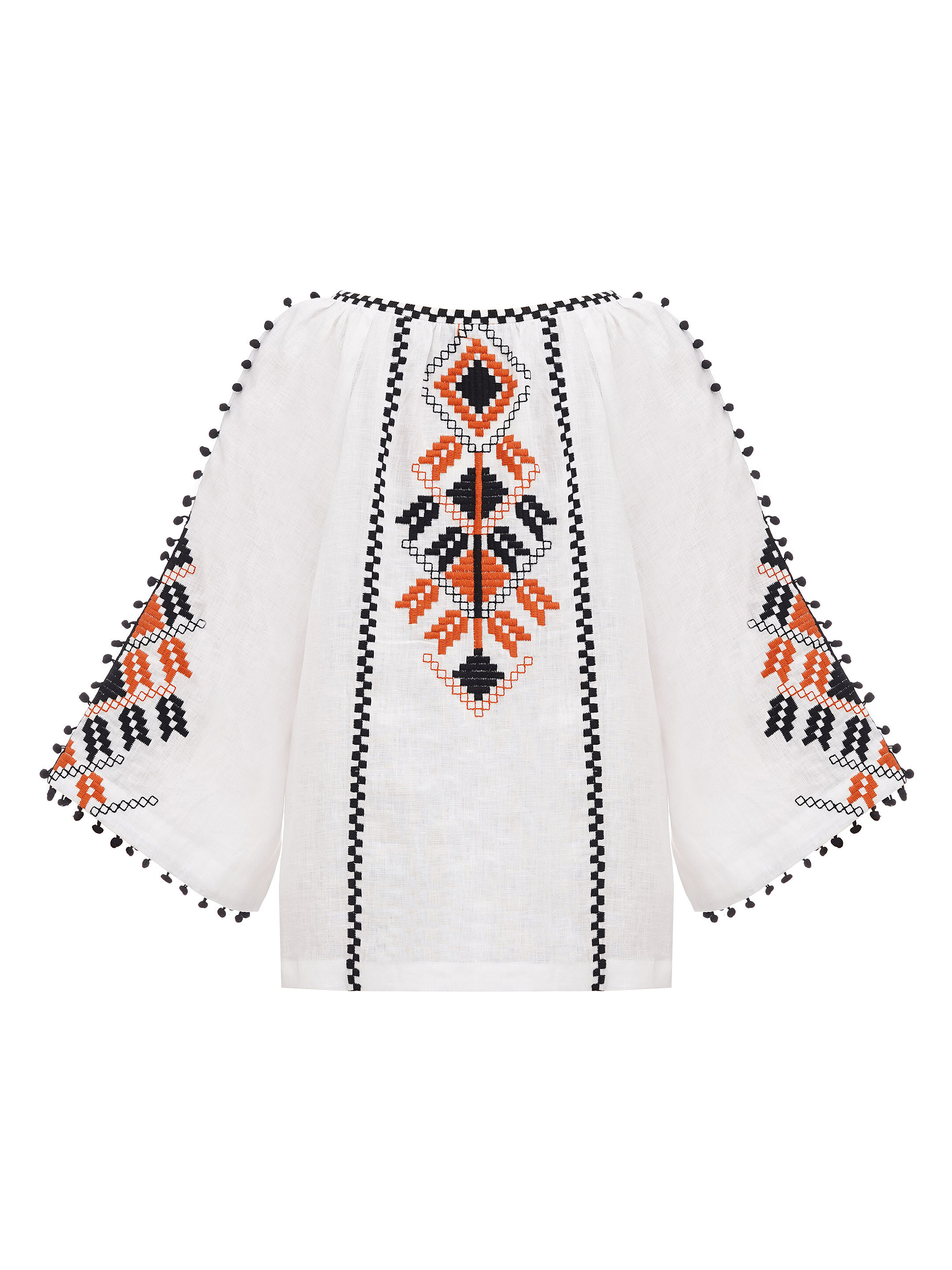 Embroidered shirt in boho style with white linen Bee cheap