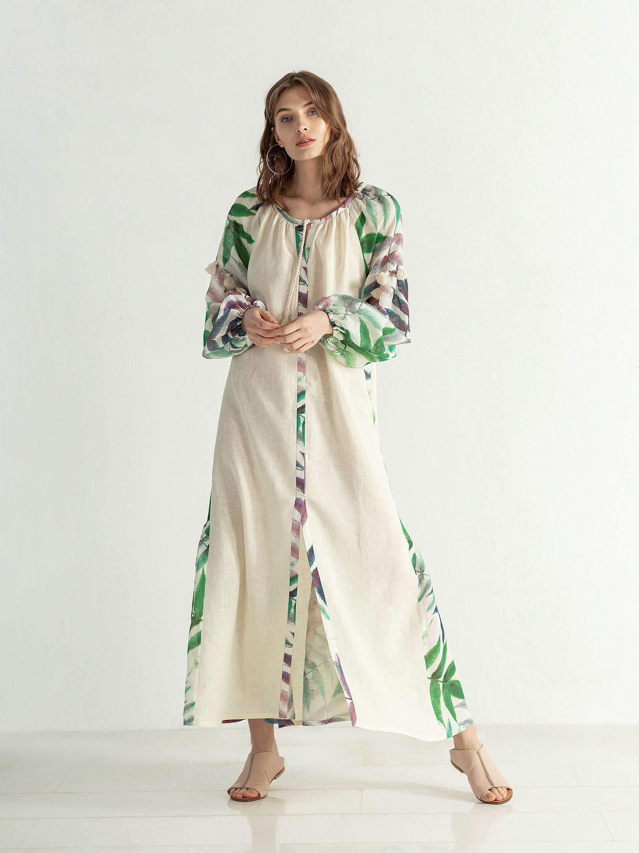 Easy linen boho dress with floral print Legend Buy