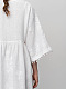 White easy linen dress with floral embroidery Virgin