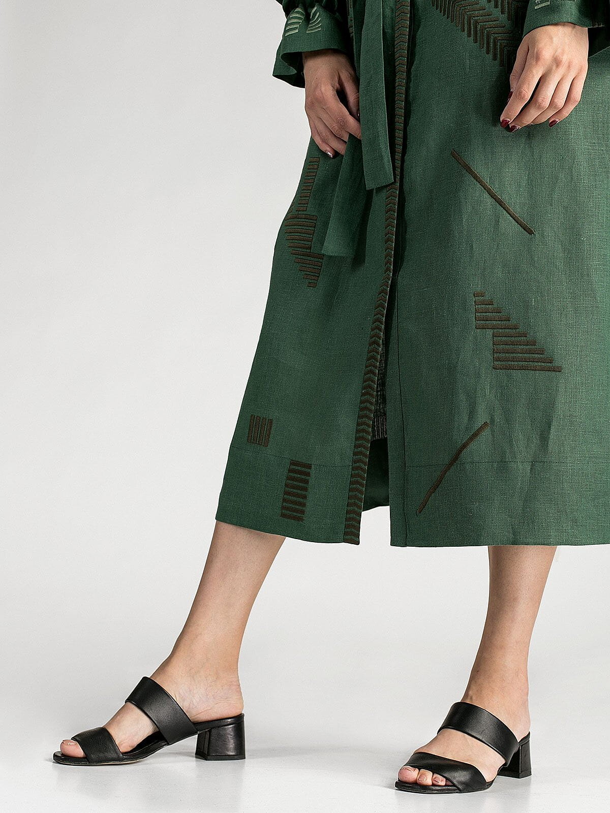 Green Maxi-Dress Borodina Dark fitting