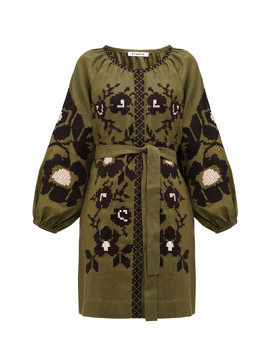 Embroidered dress with wide sleeves Marsh [0]