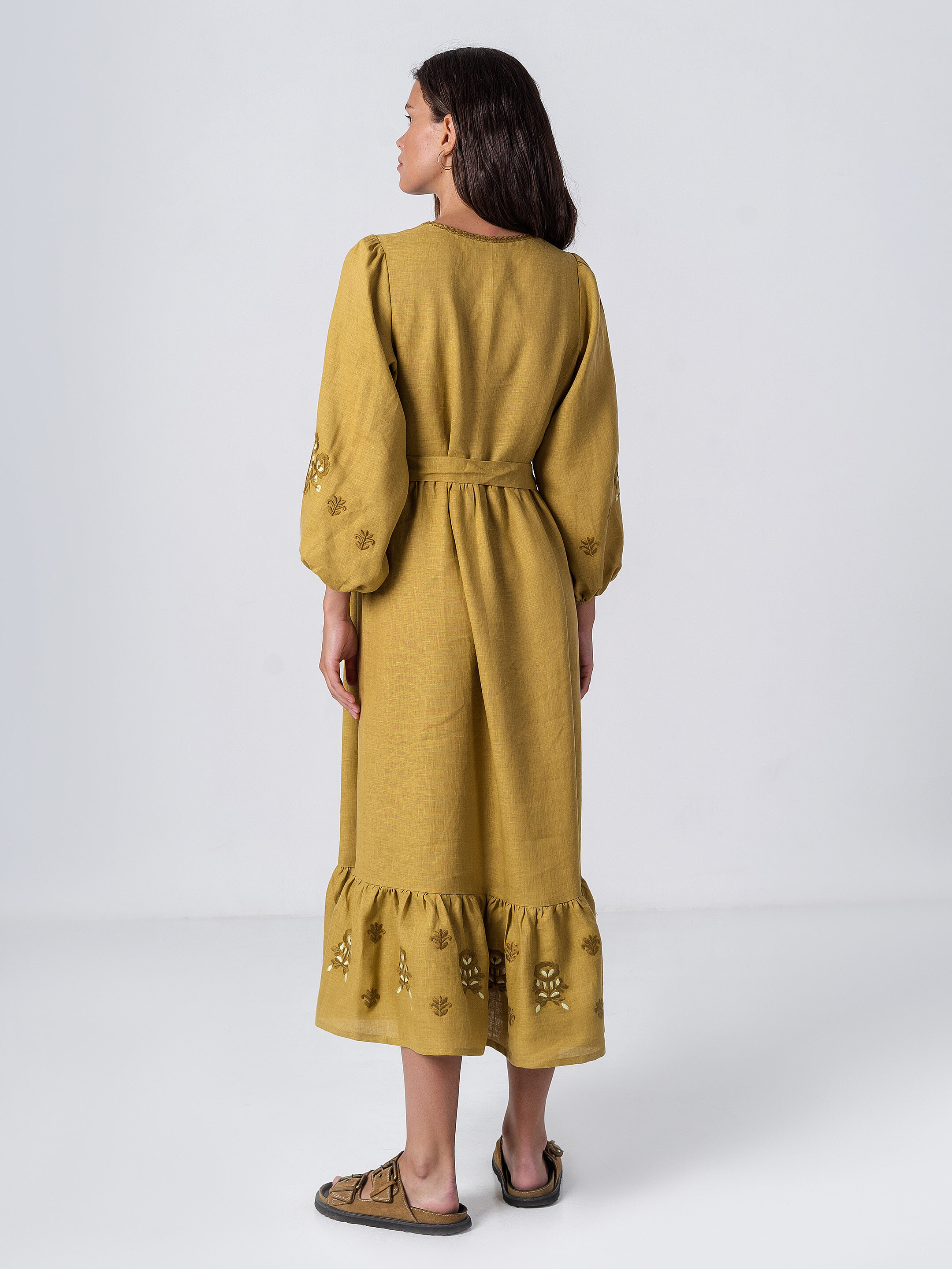 Embroidered dress with wide sleeves Tranoy yellow photo