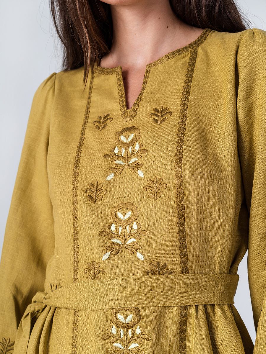 Embroidered dress with wide sleeves Tranoy yellow [0]