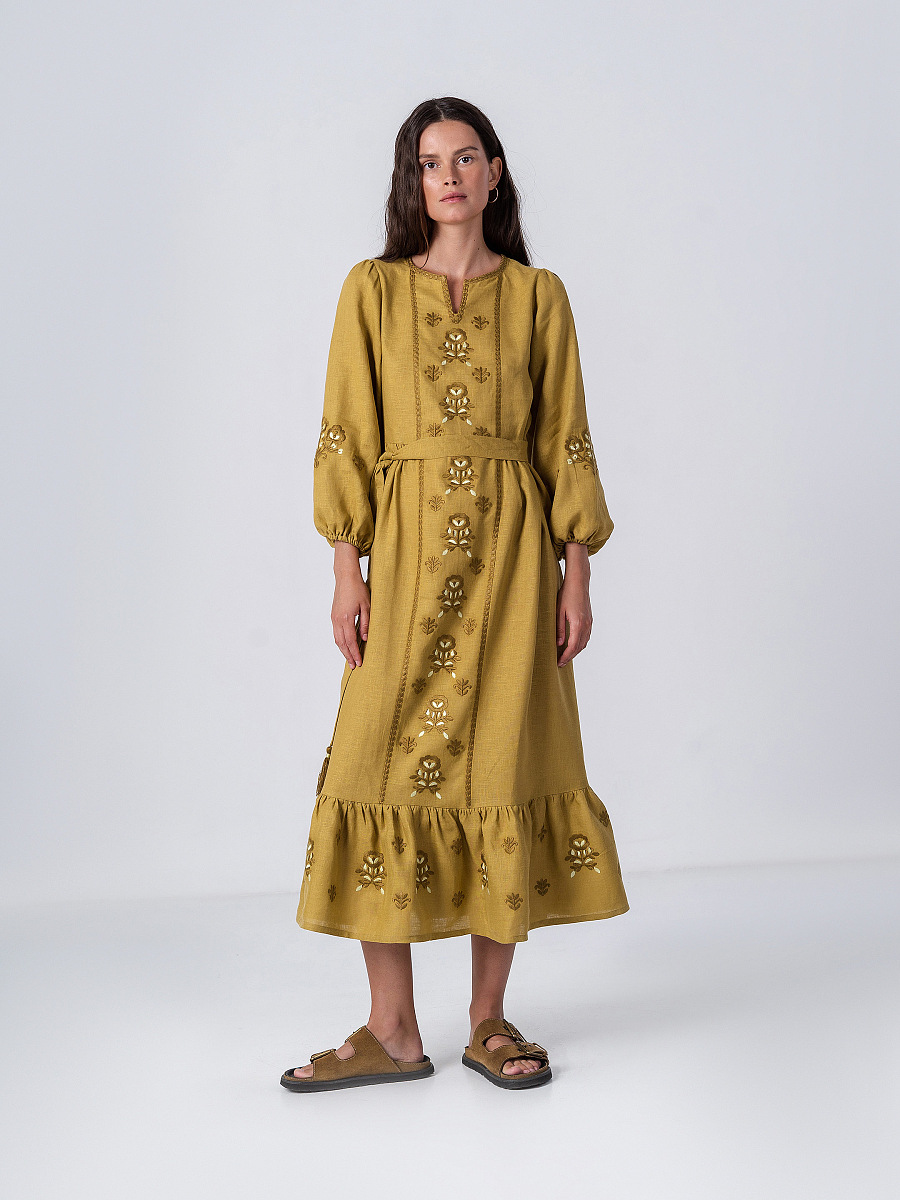 Embroidered dress with wide sleeves Tranoy yellow [0]