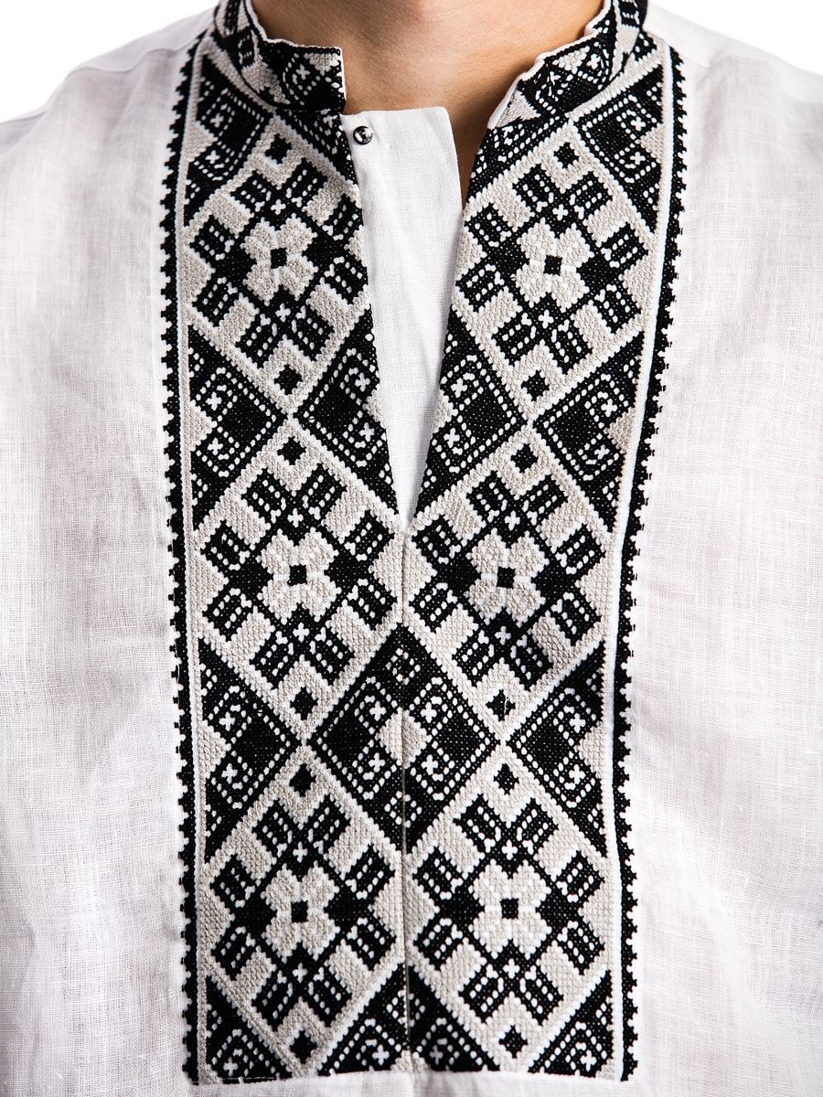 White men's embroidered shirt with black embroidery ED2 - photo 2