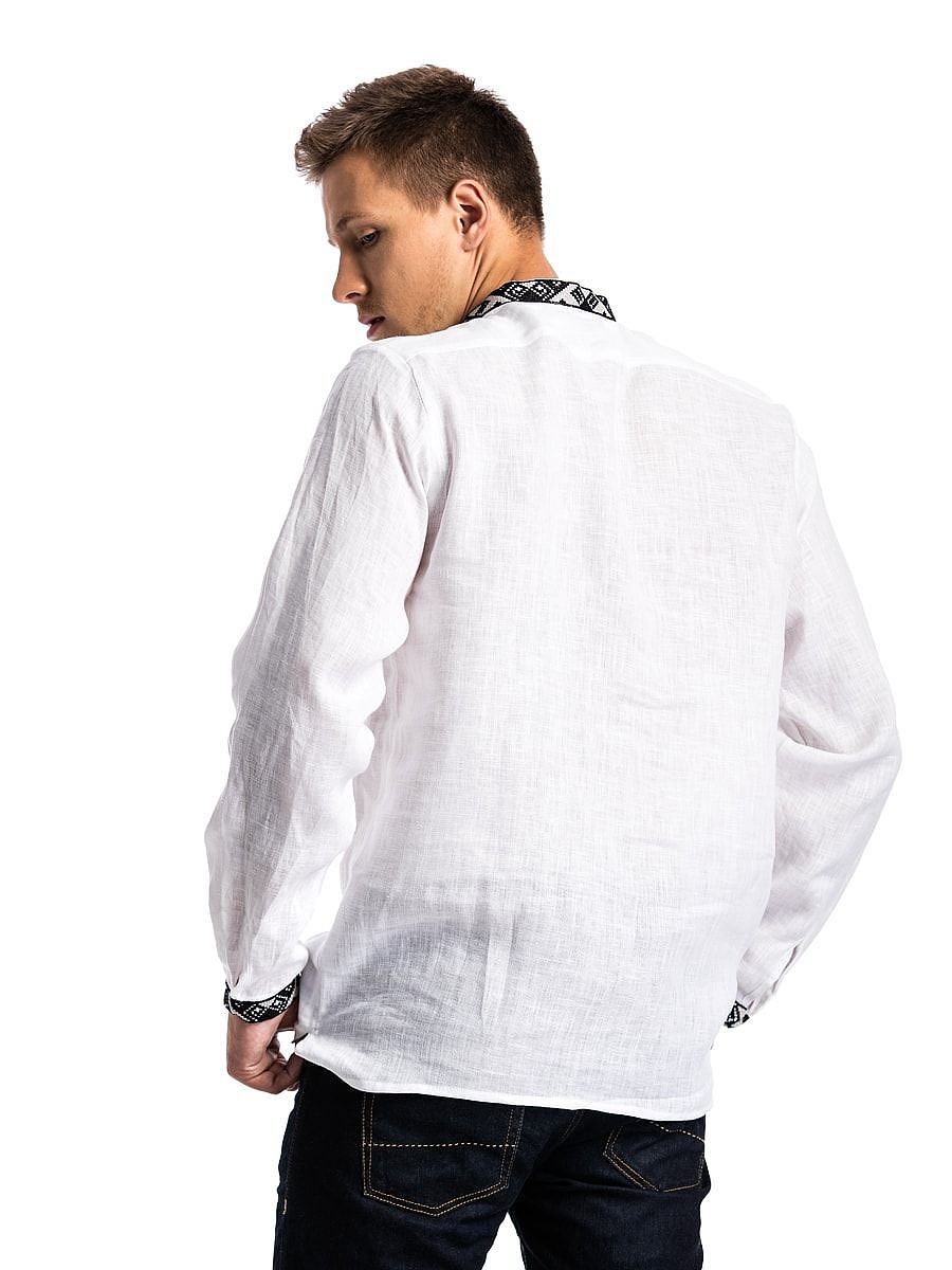 White men's embroidered shirt with black embroidery ED2 [0]