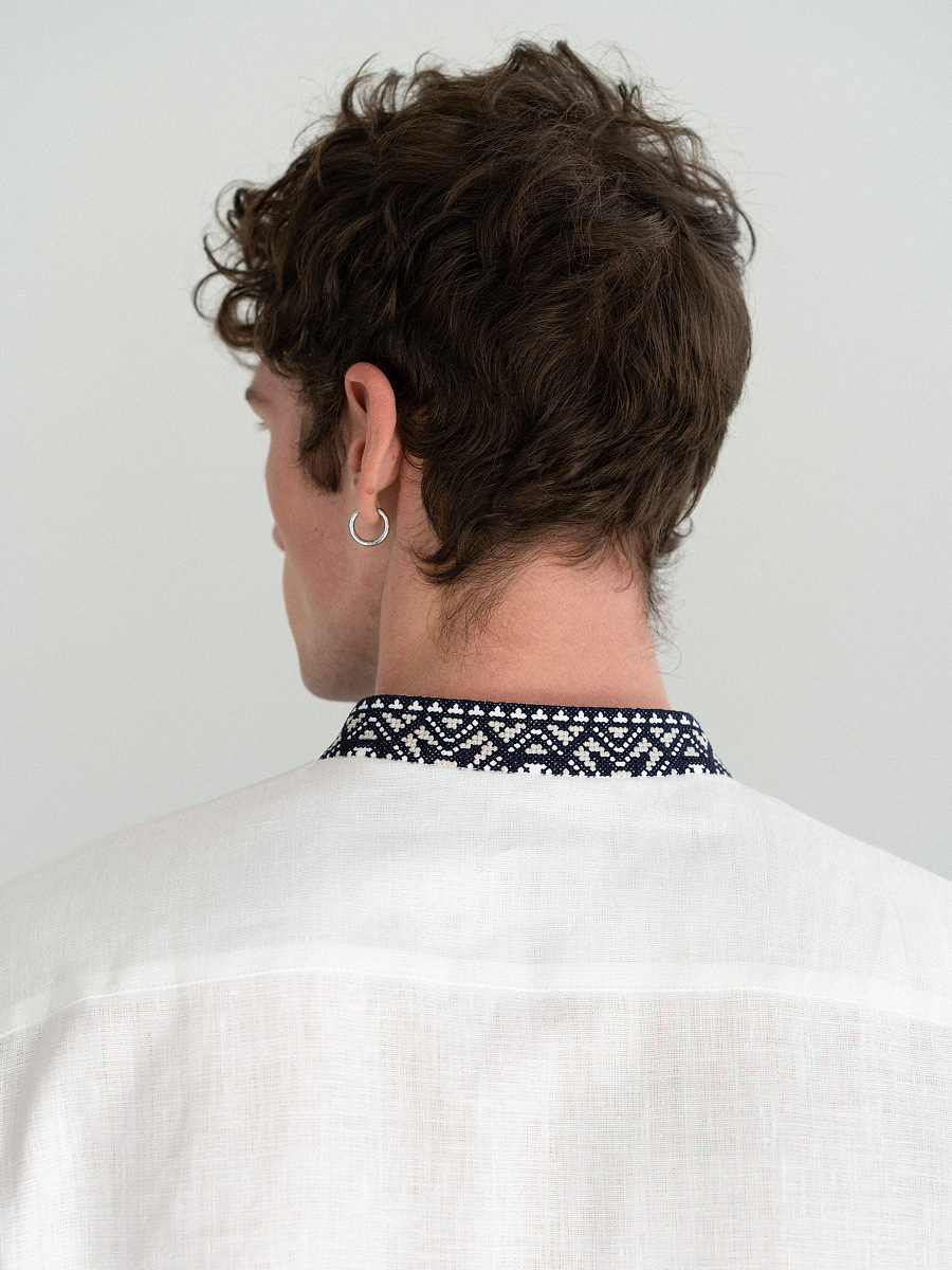 White linen men's embroidered shirt on buttons ED6/2 [0]