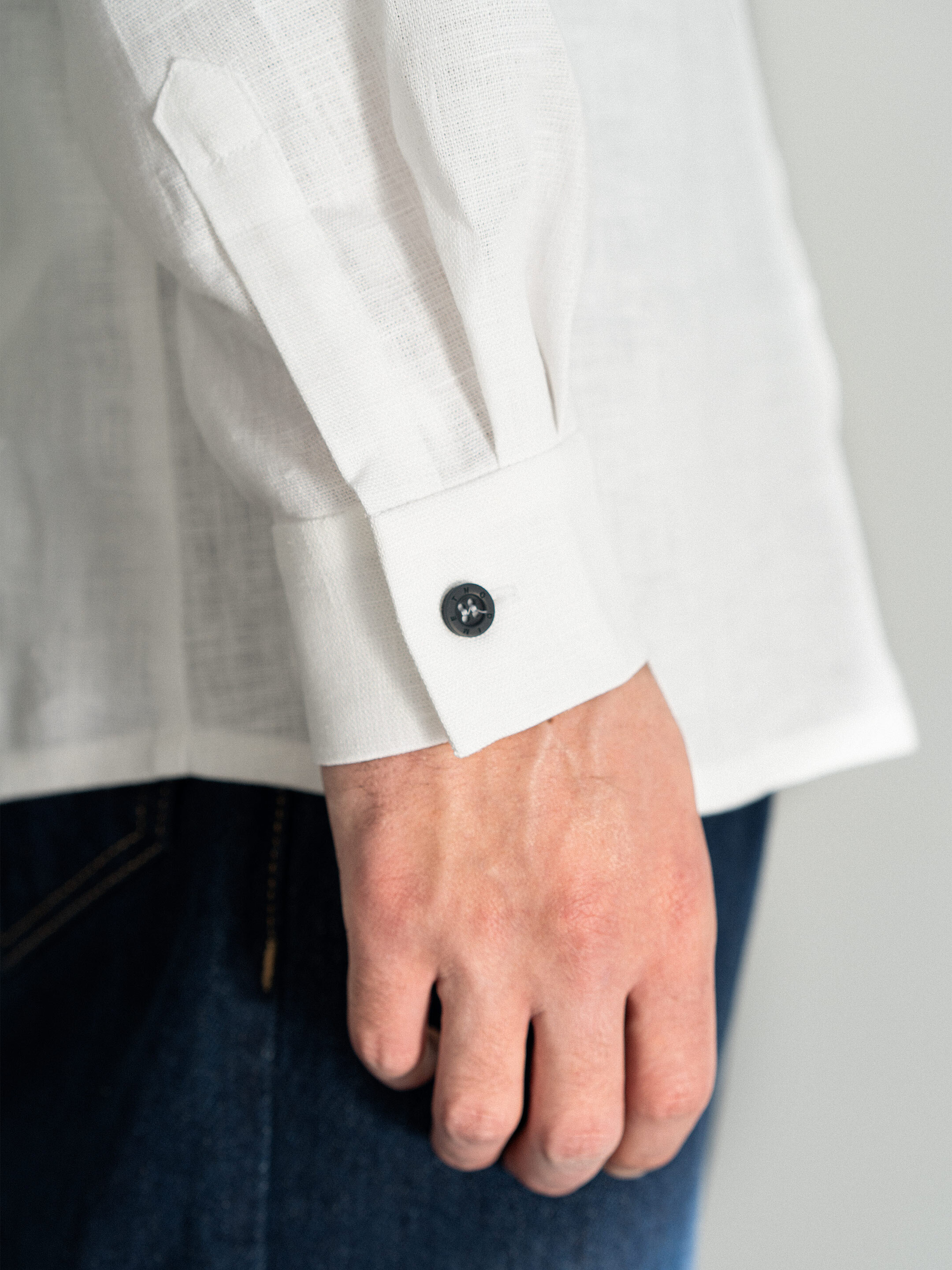 White linen men's embroidered shirt on buttons ED6/2 ціна