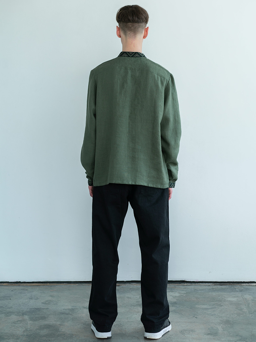 Embroidered shirt made in dark-green color ED8 [0]