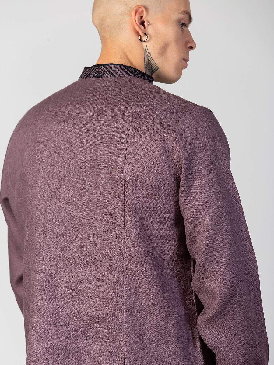 Men's shirt with a black geometric ornament Troyan Dark [0]